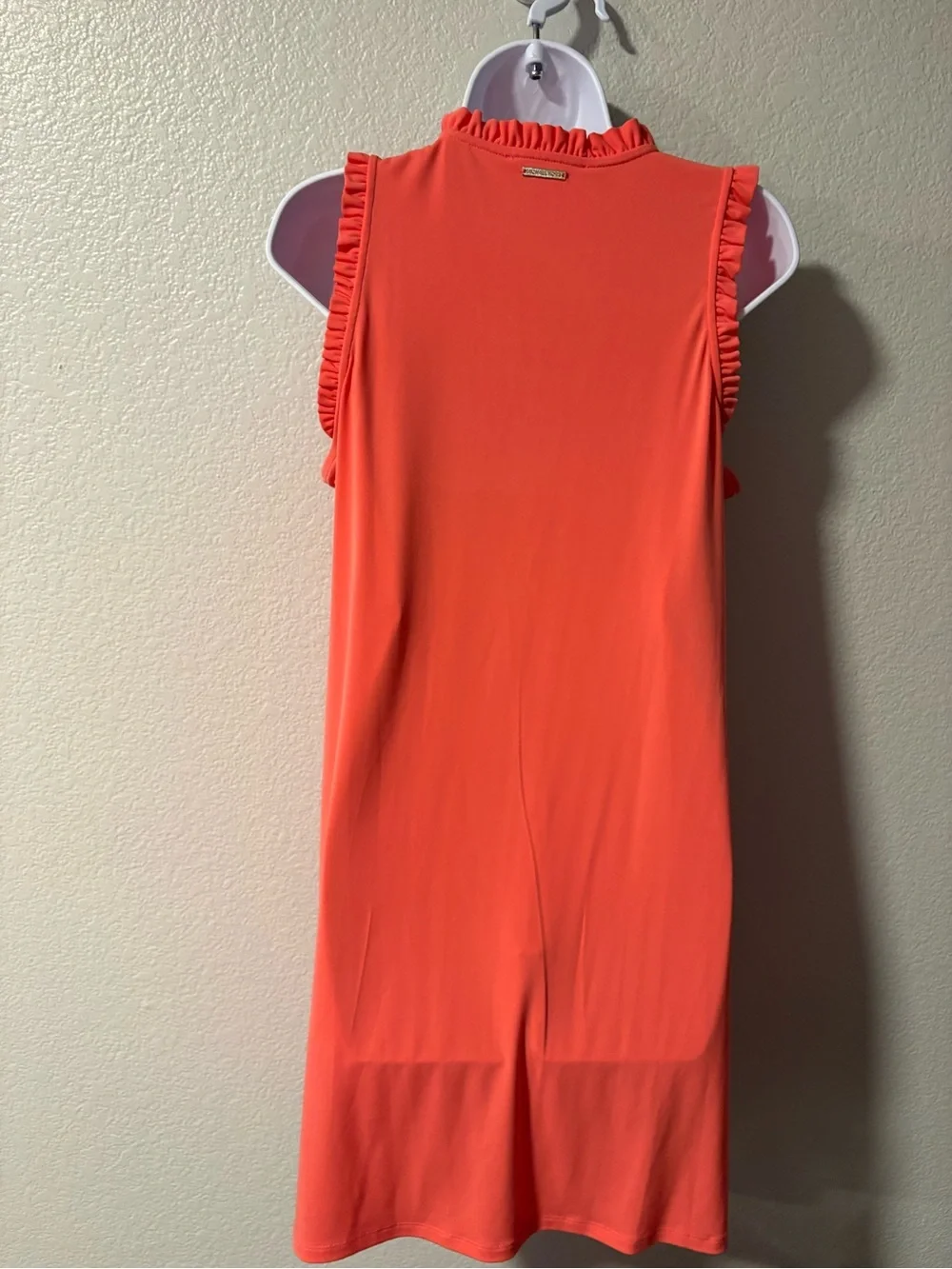 Michael Kors Coral Sleeveless Ruffle-Trim Dress
